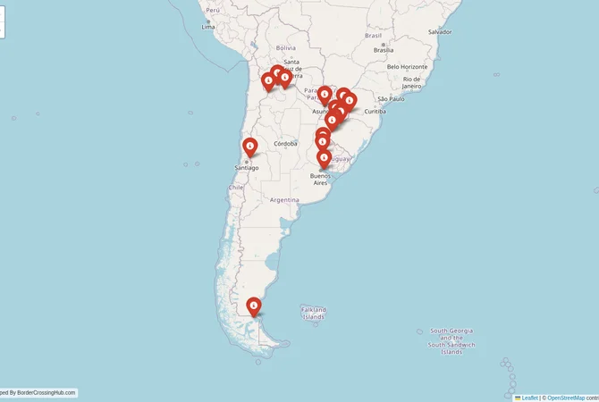 Visual guide to Argentina terrestrial border crossings and frontier checkpoints