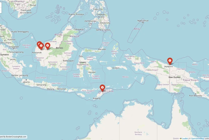 Visual guide to Indonesia terrestrial border crossings and frontier checkpoints