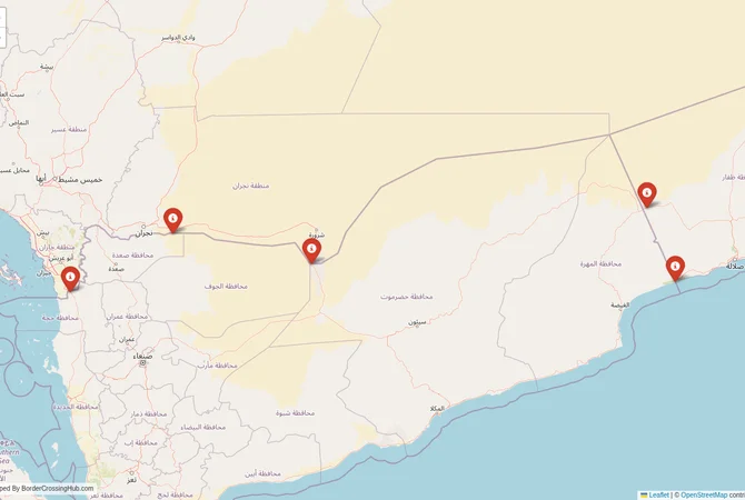 Visual guide to Yemen terrestrial border crossings and frontier checkpoints