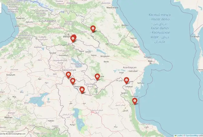 Visual guide to Azerbaijan terrestrial border crossings and frontier checkpoints