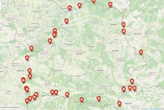 Visual guide to Belarus terrestrial border crossings and frontier checkpoints