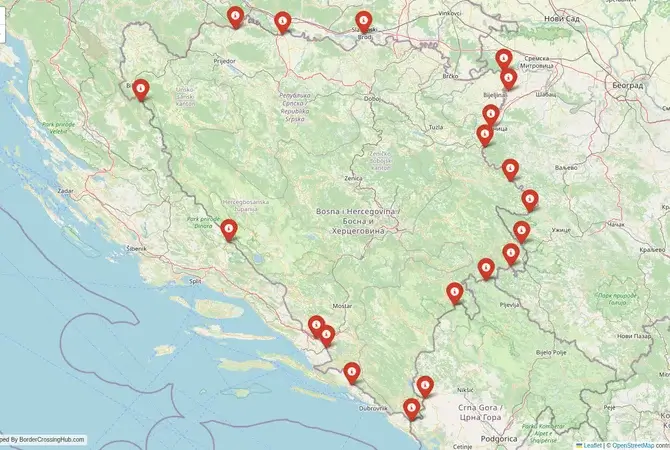 Visual guide to Bosnia and Herzegovina terrestrial border crossings and frontier checkpoints