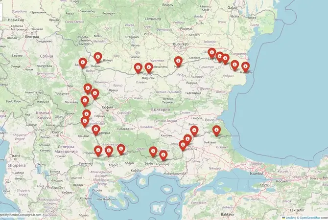 Visual guide to Bulgaria terrestrial border crossings and frontier checkpoints