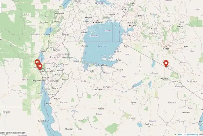 Visual guide to Burundi terrestrial border crossings and frontier checkpoints