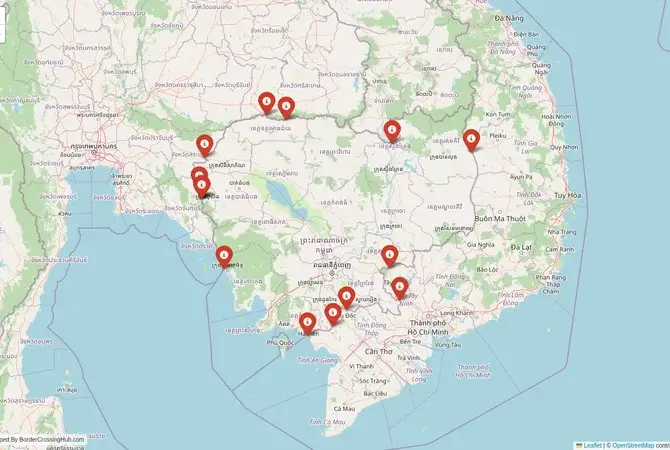 Visual guide to Cambodia terrestrial border crossings and frontier checkpoints