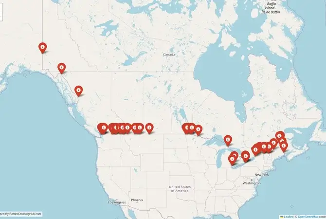 Visual guide to Canada terrestrial border crossings and frontier checkpoints