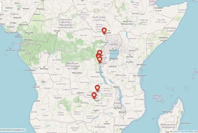 Visual guide to DR Congo terrestrial border crossings and frontier checkpoints