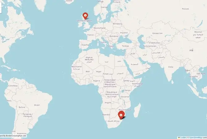 Visual guide to Eswatini terrestrial border crossings and frontier checkpoints