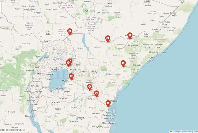 Visual guide to Kenya terrestrial border crossings and frontier checkpoints