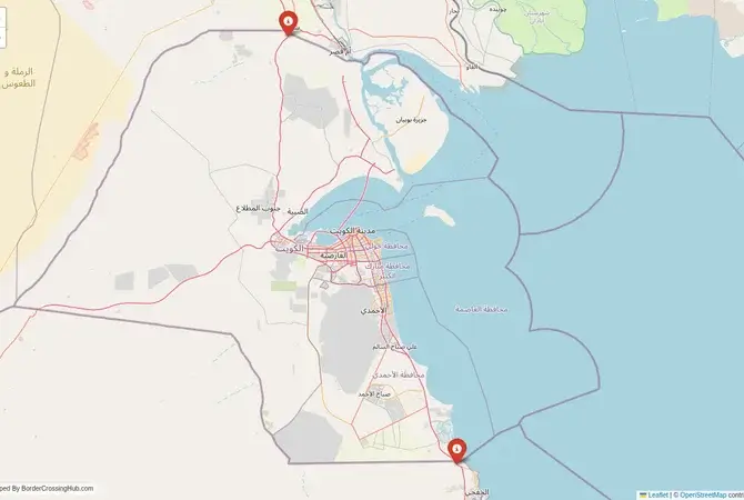 Visual guide to Kuwait terrestrial border crossings and frontier checkpoints