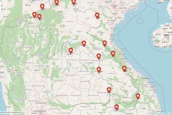 Visual guide to Laos terrestrial border crossings and frontier checkpoints