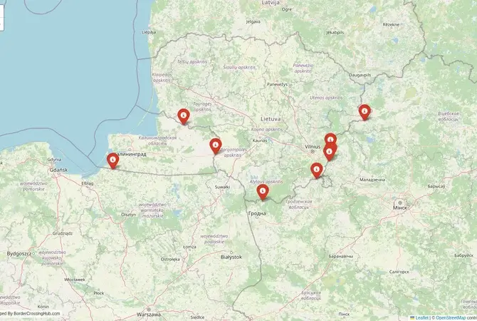 Visual guide to Lithuania terrestrial border crossings and frontier checkpoints