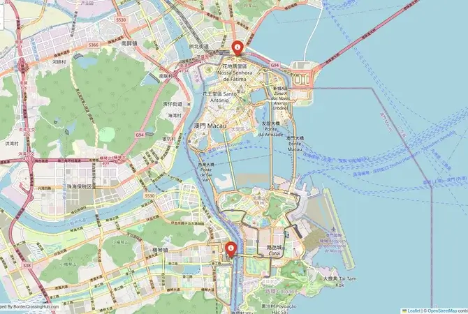 Visual guide to Macau terrestrial border crossings and frontier checkpoints