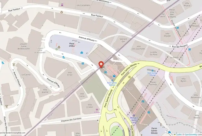 Visual guide to Monaco terrestrial border crossings and frontier checkpoints