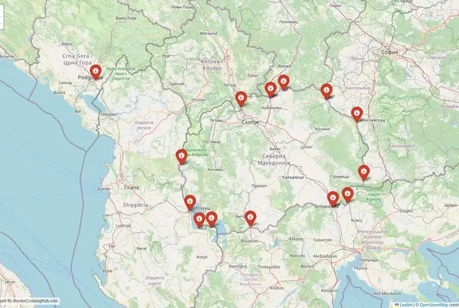 Visual guide to North Macedonia terrestrial border crossings and frontier checkpoints