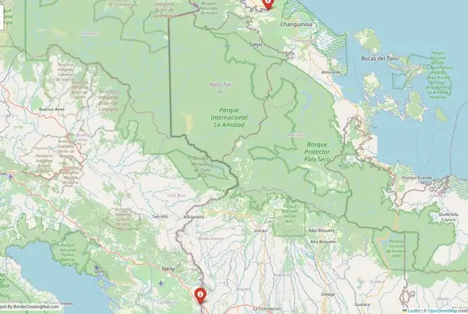 Visual guide to Panama terrestrial border crossings and frontier checkpoints