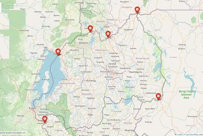 Visual guide to Rwanda terrestrial border crossings and frontier checkpoints