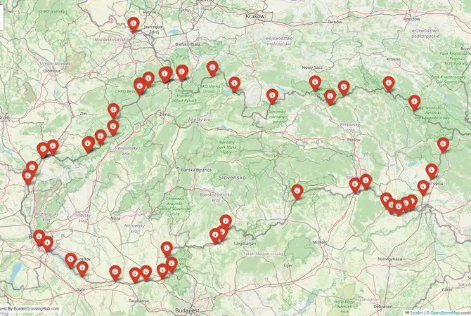 Visual guide to Slovakia terrestrial border crossings and frontier checkpoints