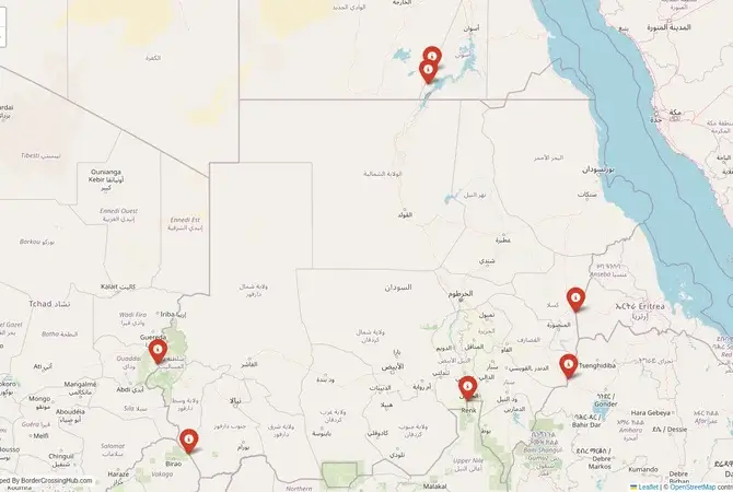 Visual guide to Sudan terrestrial border crossings and frontier checkpoints
