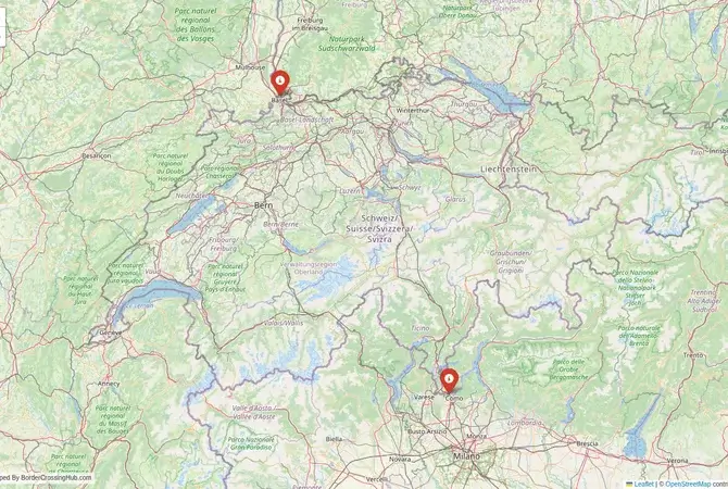Visual guide to Switzerland terrestrial border crossings and frontier checkpoints