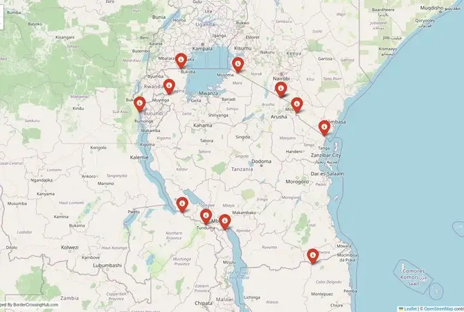 Visual guide to Tanzania terrestrial border crossings and frontier checkpoints