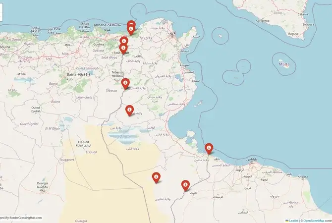 Visual guide to Tunisia terrestrial border crossings and frontier checkpoints