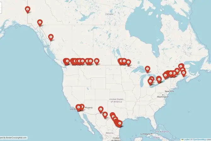 Visual guide to United States terrestrial border crossings and frontier checkpoints