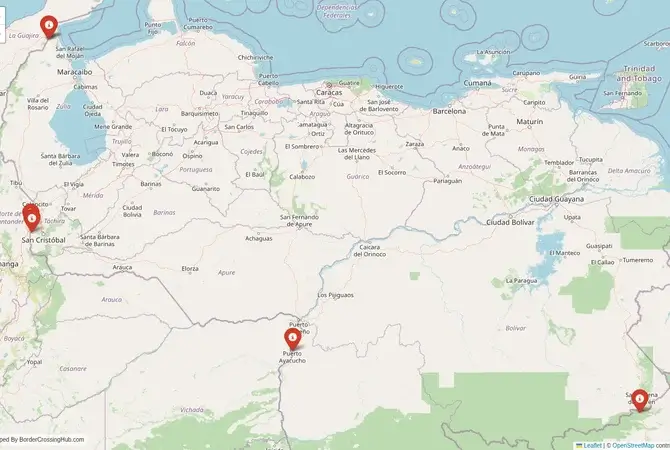 Visual guide to Venezuela terrestrial border crossings and frontier checkpoints