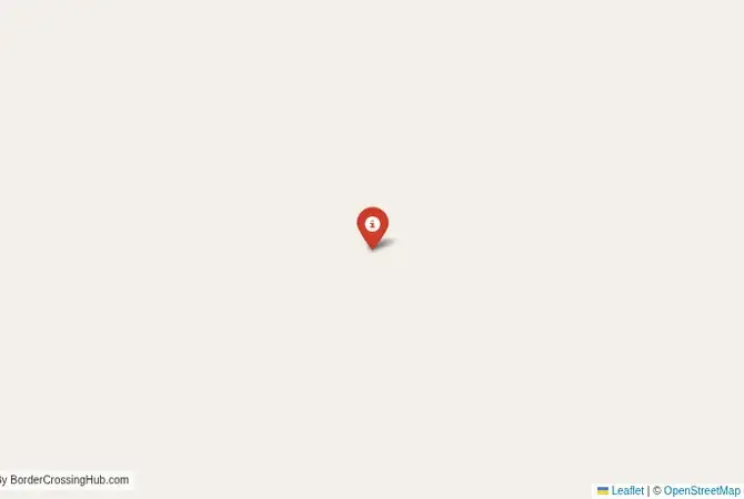 Close-up map showing a border crossing point with marker at the selected land port of entry between Sudan and Egypt