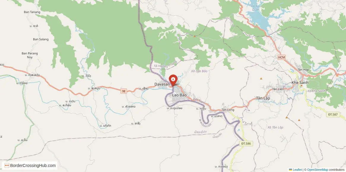 Map of the Dansavanh – Lao Bảo crossing
