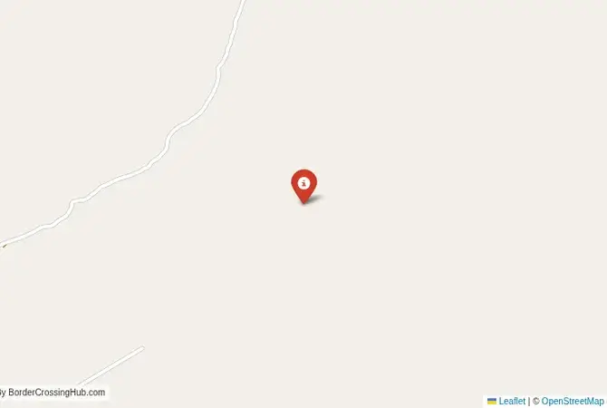 Close-up map showing a border crossing point with marker at the selected land port of entry between Sudan and Ethiopia