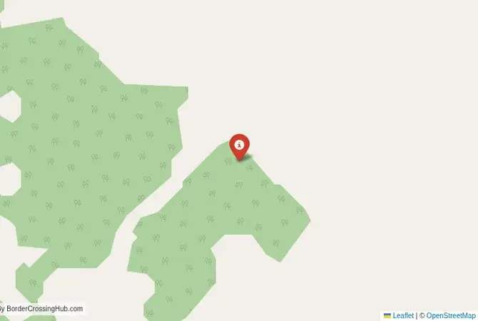 Close-up map showing a border crossing point with marker at the selected land port of entry between Germany and Austria