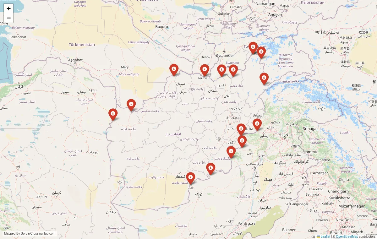 Visual guide to Afghanistan terrestrial border crossings and frontier checkpoints
