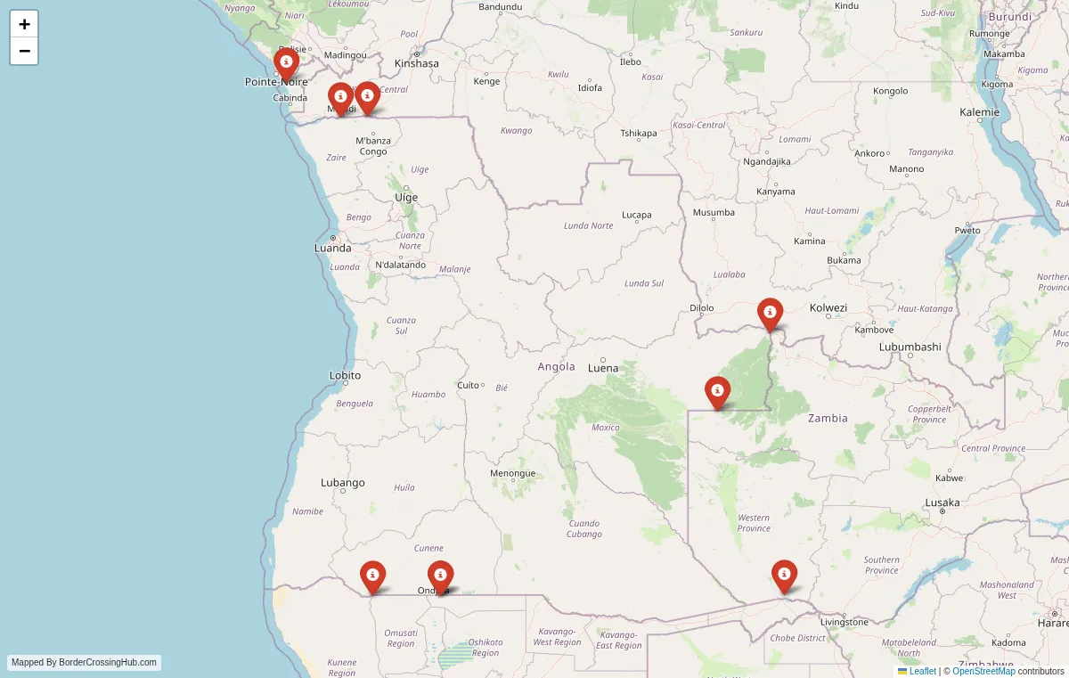 Visual guide to Angola terrestrial border crossings and frontier checkpoints