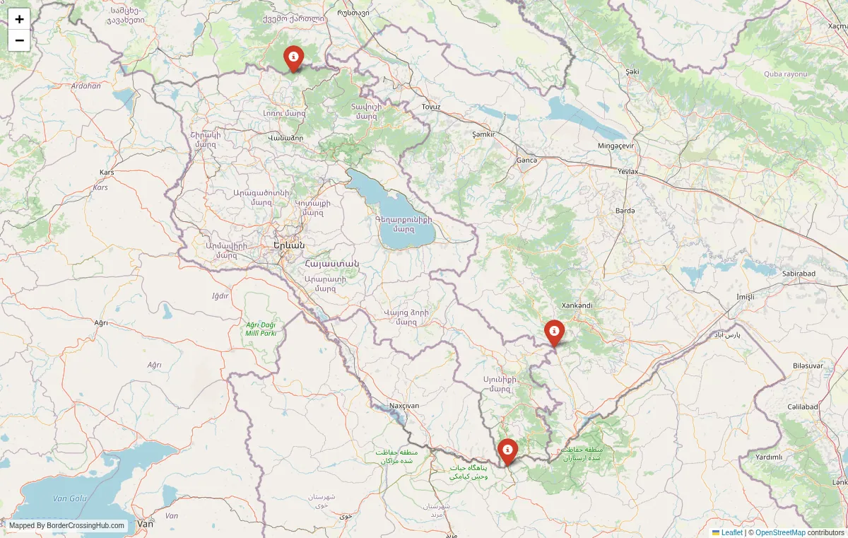 Visual guide to Armenia terrestrial border crossings and frontier checkpoints