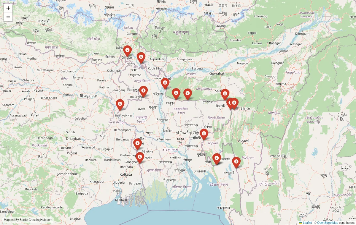 Visual guide to Bangladesh terrestrial border crossings and frontier checkpoints