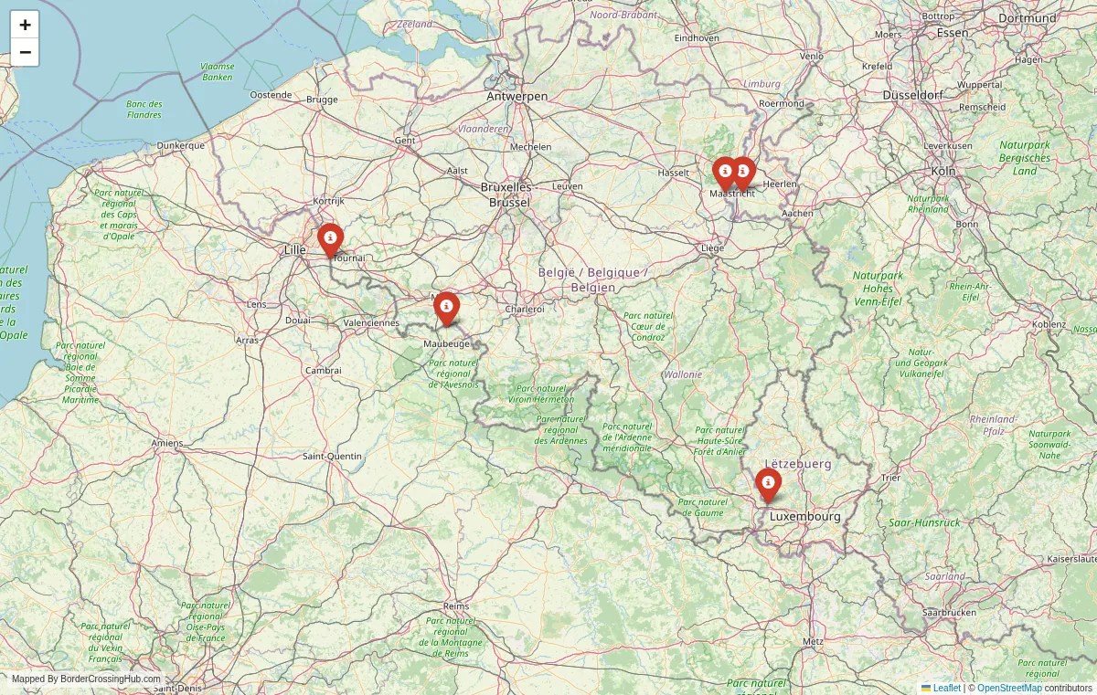 Visual guide to Belgium terrestrial border crossings and frontier checkpoints