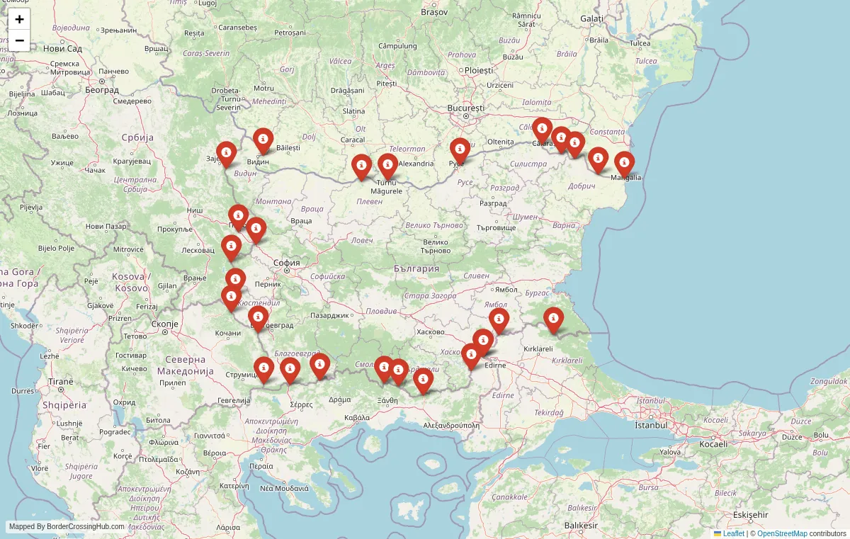 Visual guide to Bulgaria terrestrial border crossings and frontier checkpoints