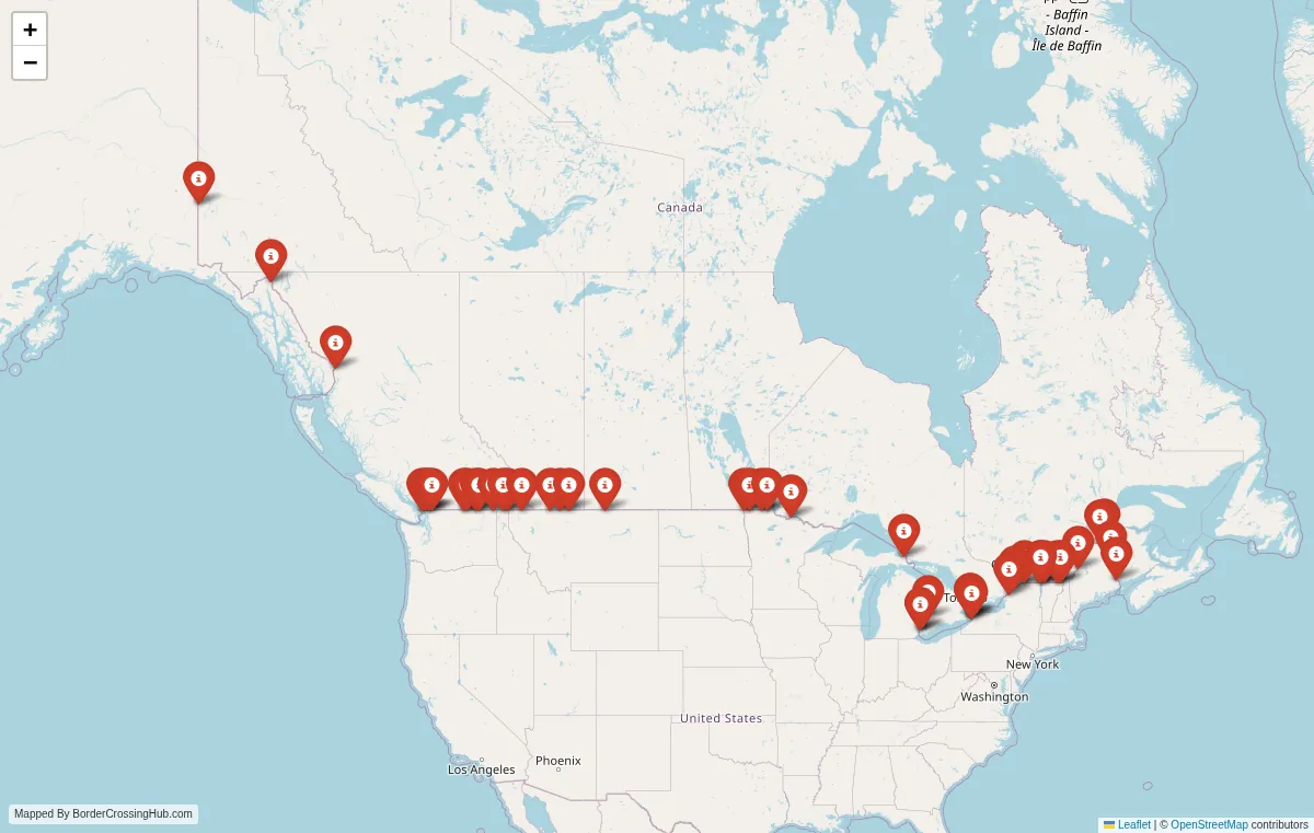 Visual guide to Canada terrestrial border crossings and frontier checkpoints