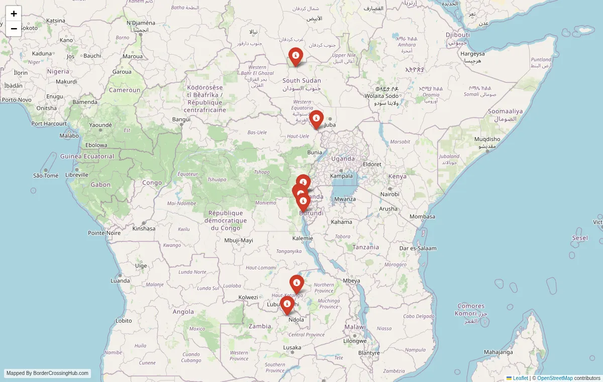 Visual guide to DR Congo terrestrial border crossings and frontier checkpoints