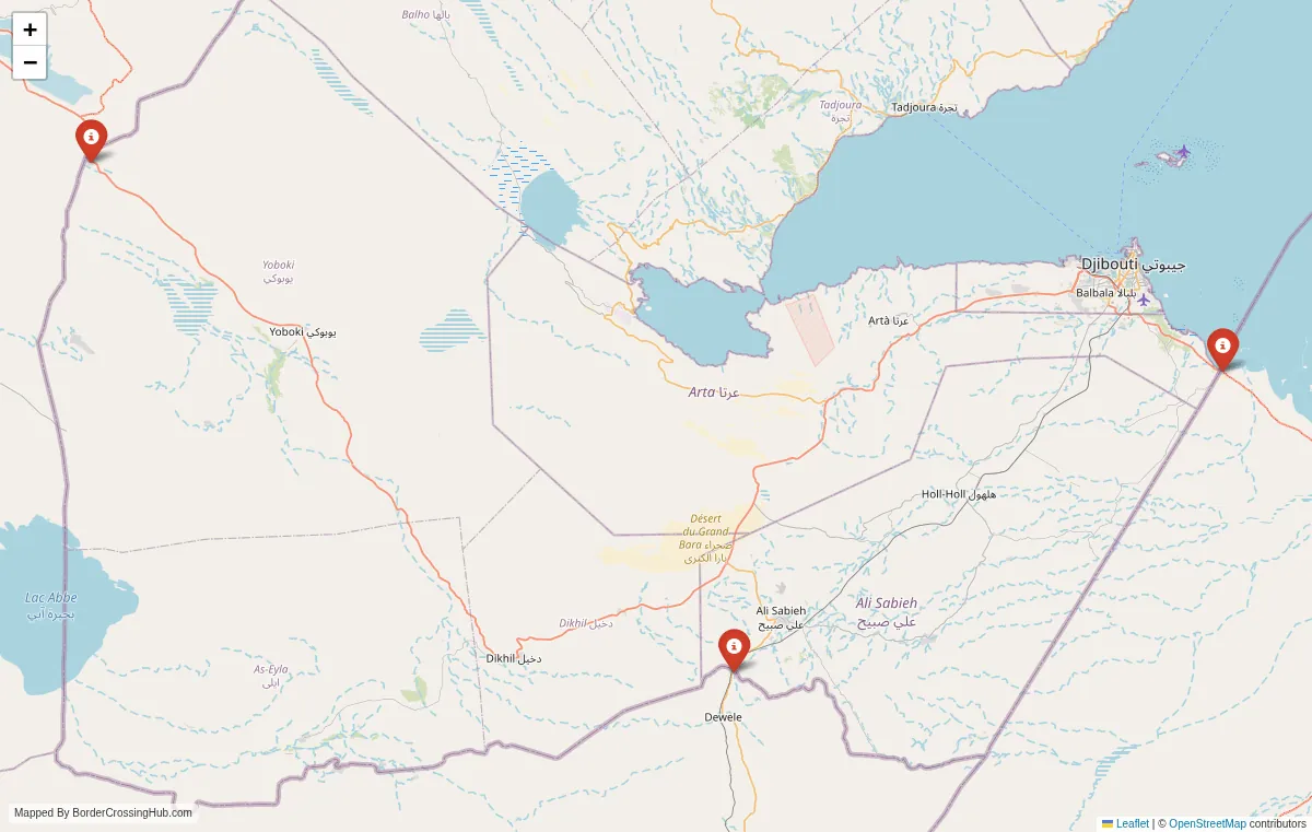 Visual guide to Djibouti terrestrial border crossings and frontier checkpoints