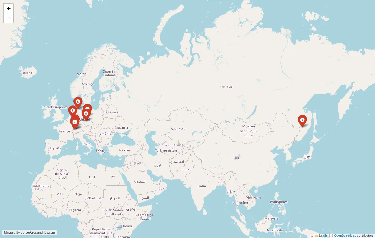 Visual guide to Germany terrestrial border crossings and frontier checkpoints