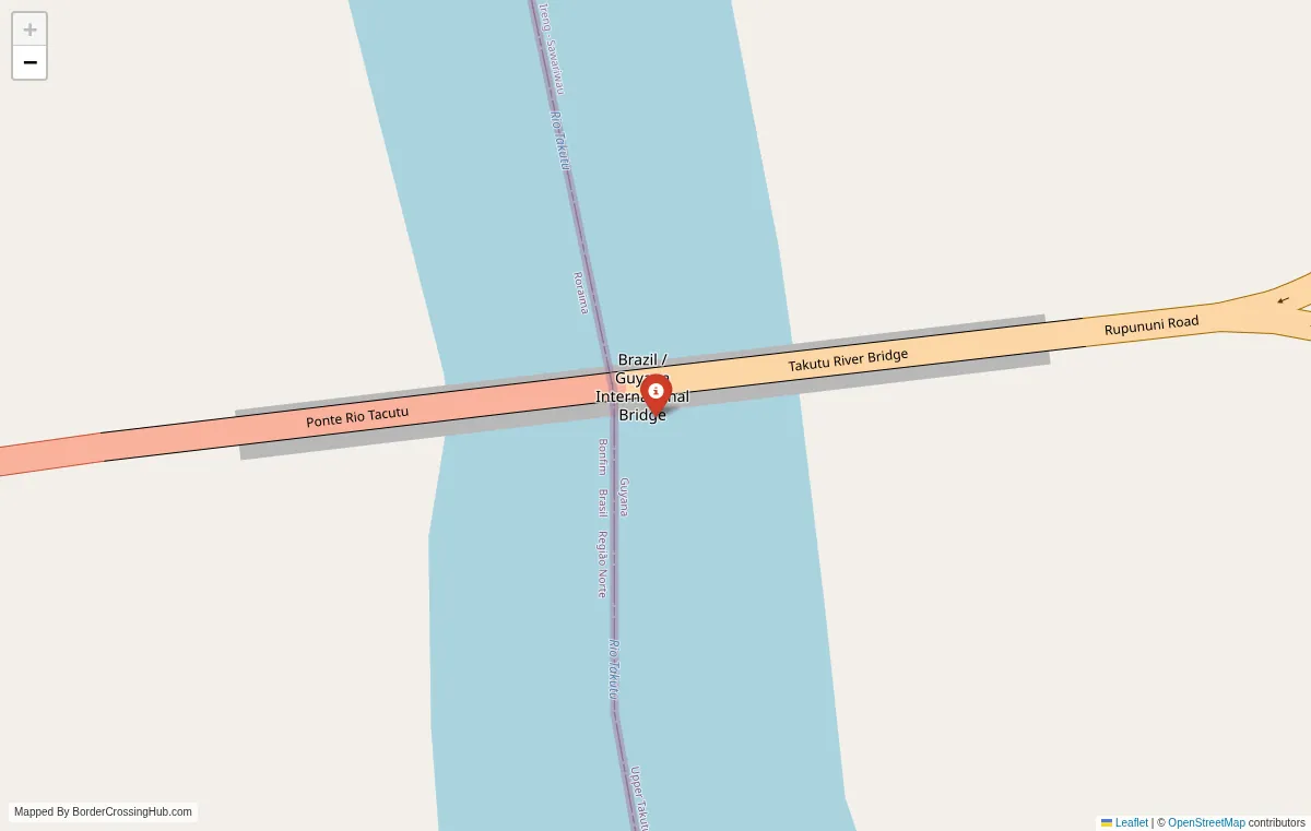 Visual guide to Guyana terrestrial border crossings and frontier checkpoints