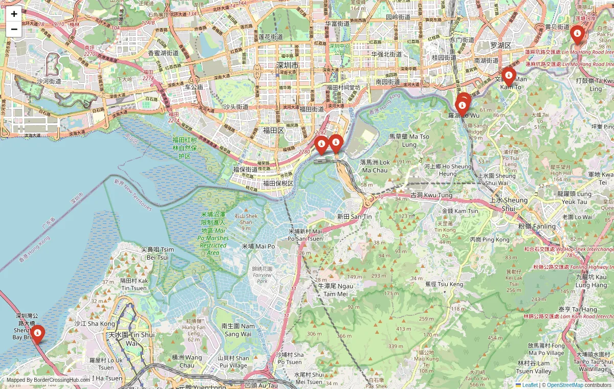 Visual guide to Hong Kong terrestrial border crossings and frontier checkpoints
