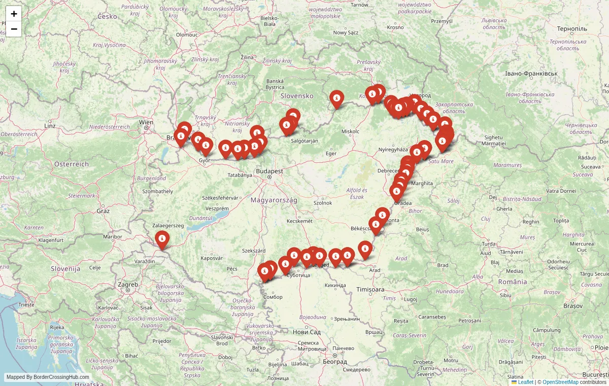 Visual guide to Hungary terrestrial border crossings and frontier checkpoints