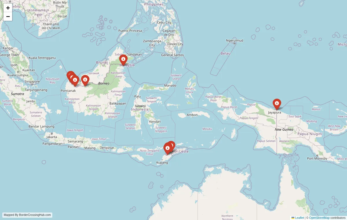 Visual guide to Indonesia terrestrial border crossings and frontier checkpoints