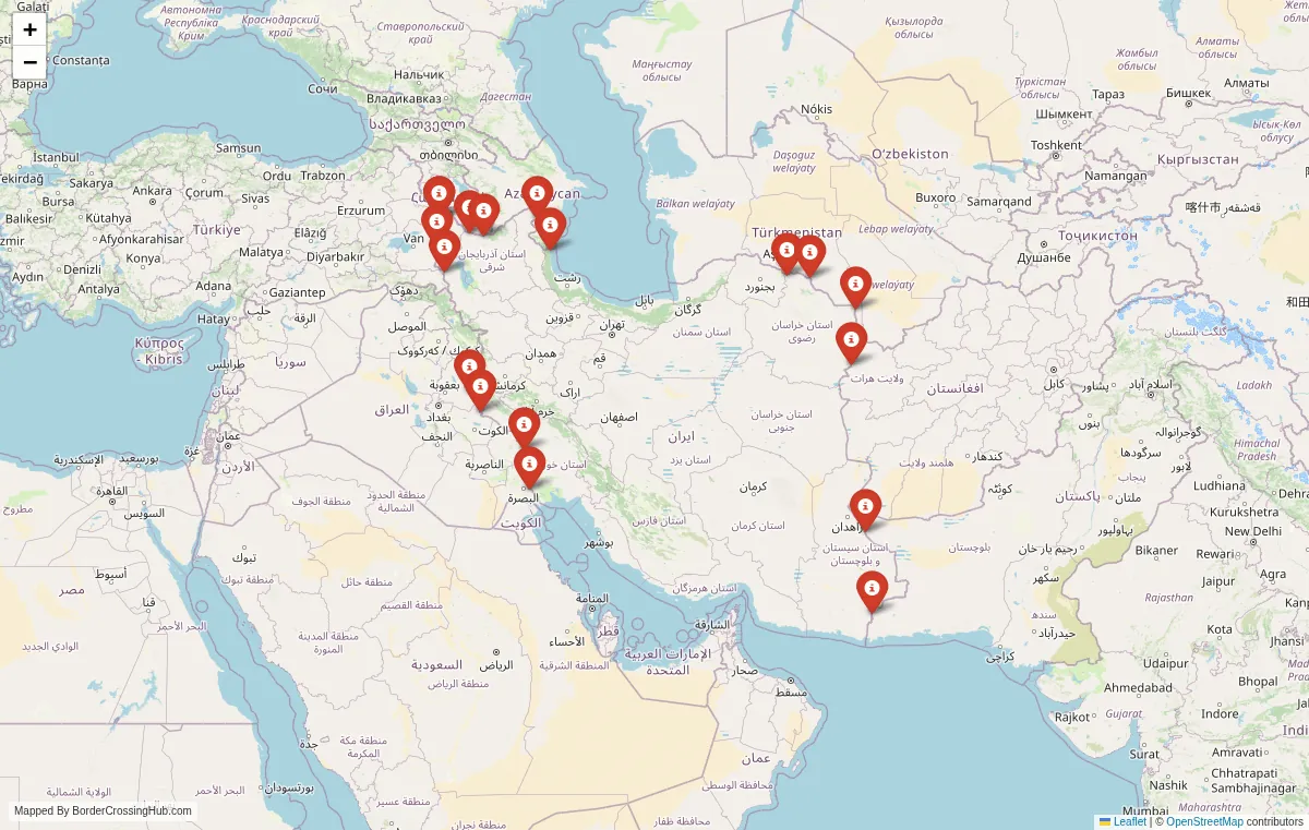 Visual guide to Iran terrestrial border crossings and frontier checkpoints
