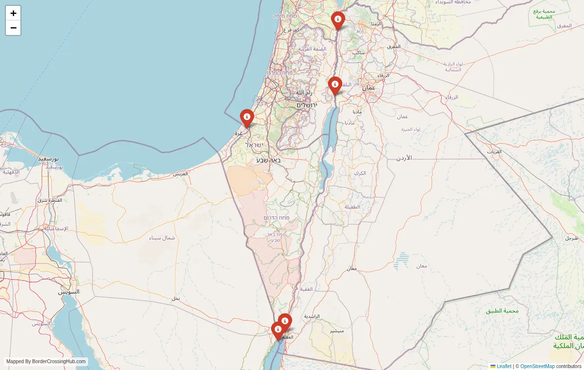 Visual guide to Israel terrestrial border crossings and frontier checkpoints
