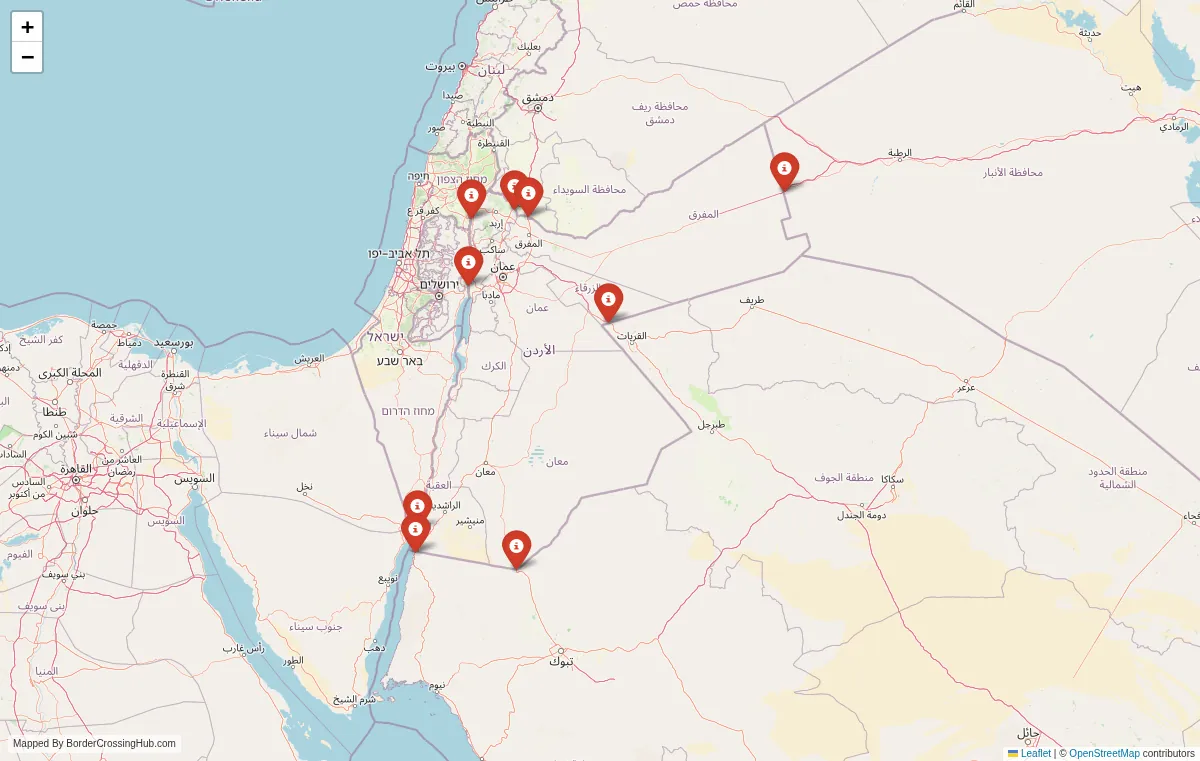 Visual guide to Jordan terrestrial border crossings and frontier checkpoints