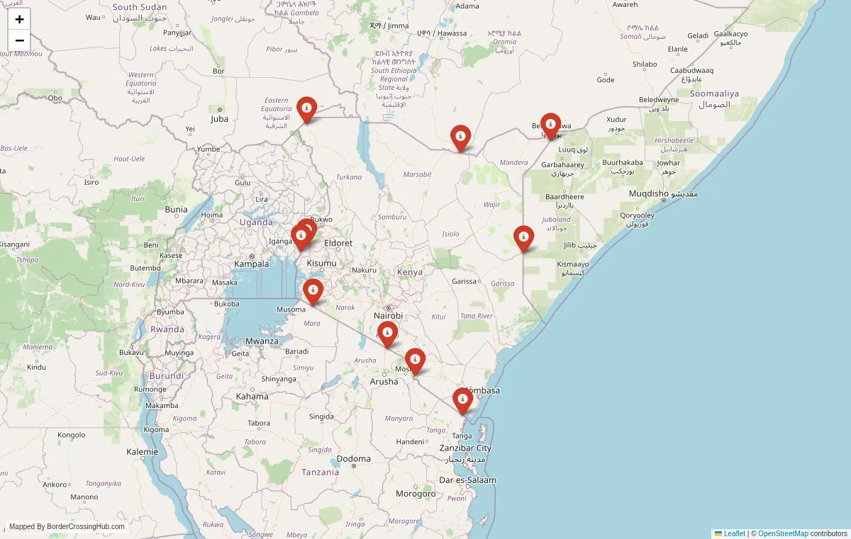 Visual guide to Kenya terrestrial border crossings and frontier checkpoints